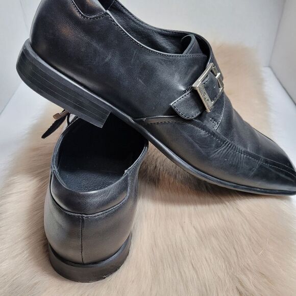 Donald J. Pliner Single Monk Strap Black Leather Mens Shoes Size 11 - Picture 4 of 9